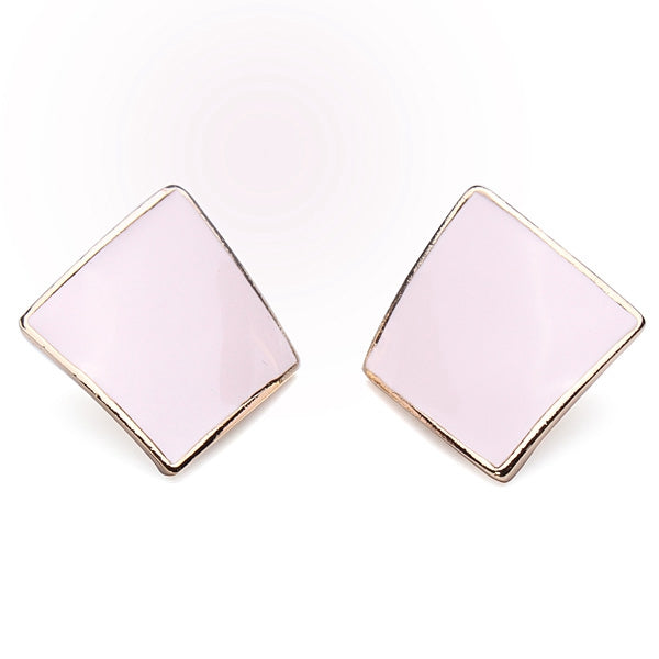 Candy Color Alloy Oil Rhombus Ear Stud Earrings Women Jewelry