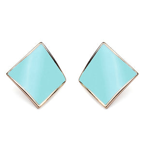 Candy Color Alloy Oil Rhombus Ear Stud Earrings Women Jewelry