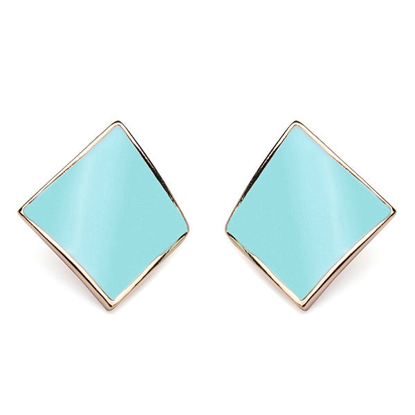 Candy Color Alloy Oil Rhombus Ear Stud Earrings Women Jewelry