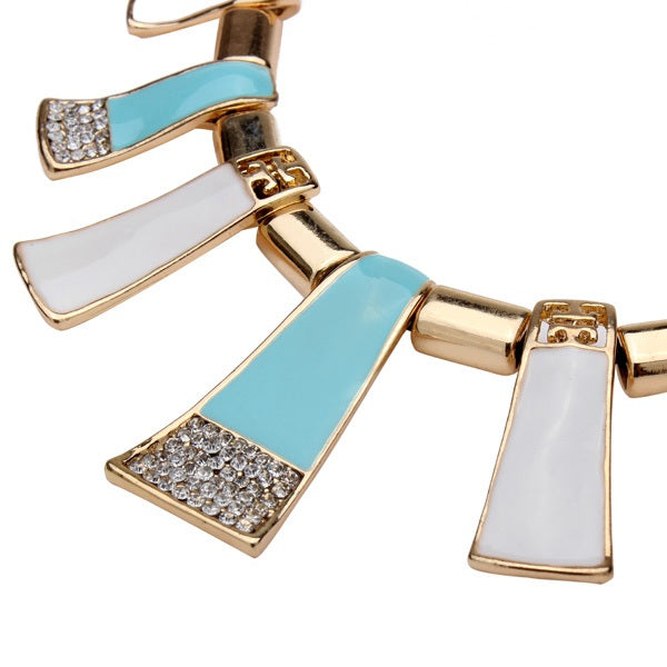 Crystal Leather Rope Irregular Geometric Pendant Statement Necklace