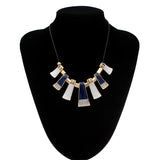 Crystal Leather Rope Irregular Geometric Pendant Statement Necklace