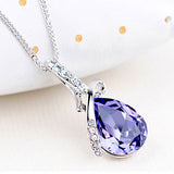 Rhinestone Crystal Water Drop Pendant Necklace For Women