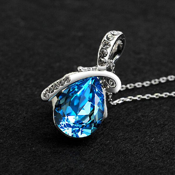 Rhinestone Crystal Water Drop Pendant Necklace For Women