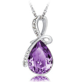 Rhinestone Crystal Water Drop Pendant Necklace For Women