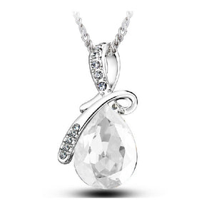 Rhinestone Crystal Water Drop Pendant Necklace For Women