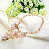 Rhinestone Crystal Acrylic Flower Leaf Pendant Choker Necklace