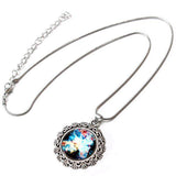 Galaxy Sky Nebula Space Glass Cabochon Silver Alloy Pendant Necklace