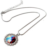 Galaxy Sky Nebula Space Glass Cabochon Silver Alloy Pendant Necklace