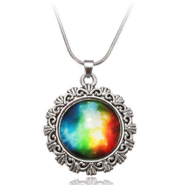 Galaxy Sky Nebula Space Glass Cabochon Silver Alloy Pendant Necklace