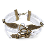 Vintage Owl Wings Triangle Pearl Multilayer Braided Leather Bracelet