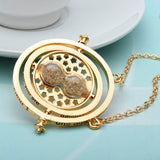 Time Turner Rotating Hourglass Pendant Necklace Gold Silver Plated 