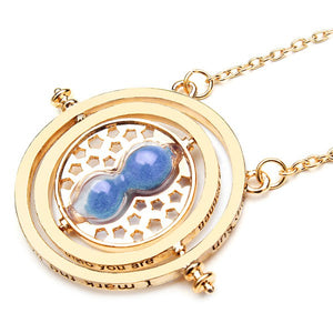 Time Turner Rotating Hourglass Pendant Necklace Gold Silver Plated