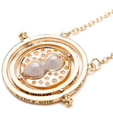 Time Turner Rotating Hourglass Pendant Necklace Gold Silver Plated