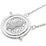 Time Turner Rotating Hourglass Pendant Necklace Gold Silver Plated