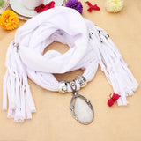 Water Drop Gem Crystal Pendant Tassel Scarf Necklace Women Jewelry