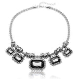 Luxury Crystal Rhinestone Square Choker Pendant Statement Necklace