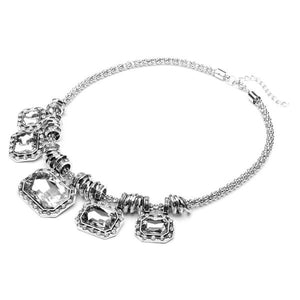 Luxury Crystal Rhinestone Square Choker Pendant Statement Necklace