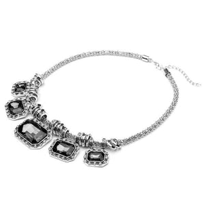 Luxury Crystal Rhinestone Square Choker Pendant Statement Necklace