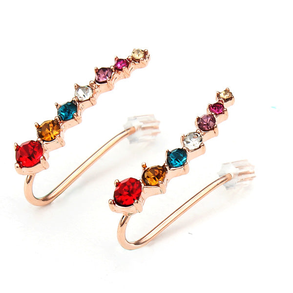 Italina Rhinestone Crystal Ear Cuff Earrings 18K Rose Gold Plated