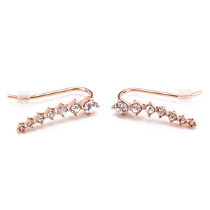 Italina Rhinestone Crystal Ear Cuff Earrings 18K Rose Gold Plated