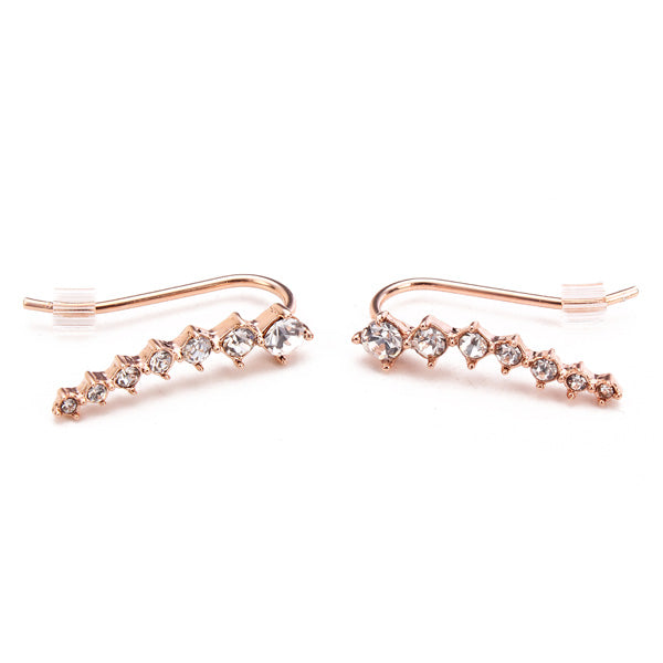 Italina Rhinestone Crystal Ear Cuff Earrings 18K Rose Gold Plated