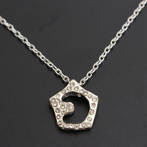 Silver Full Rhinestone Hollow Star Moon Pendant Necklace For Women