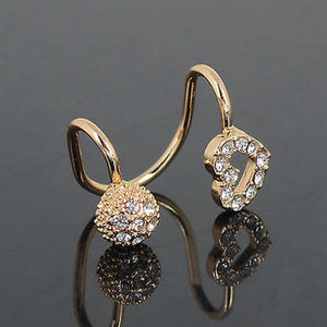 1pc Crystal Hollow Heart Round Earring Clip Ear Cuff For Women