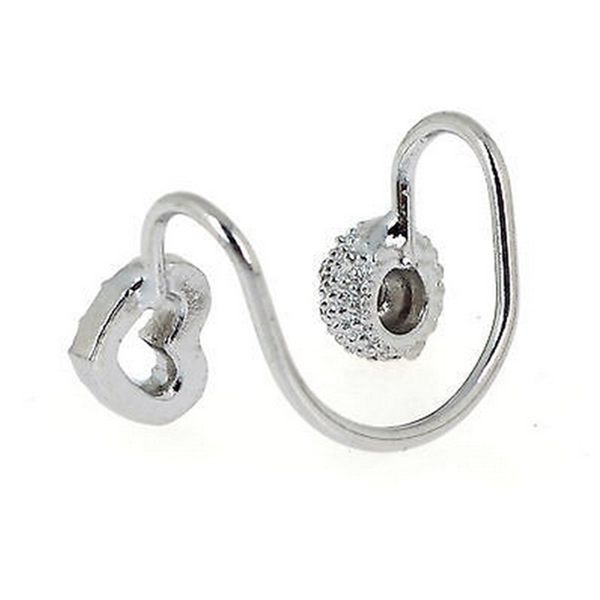 1pc Crystal Hollow Heart Round Earring Clip Ear Cuff For Women