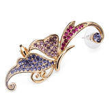 Rhinestone Crystal Butterfly Clip On Ear Cuff 16K Gold Plated