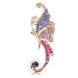 Rhinestone Crystal Butterfly Clip On Ear Cuff 16K Gold Plated