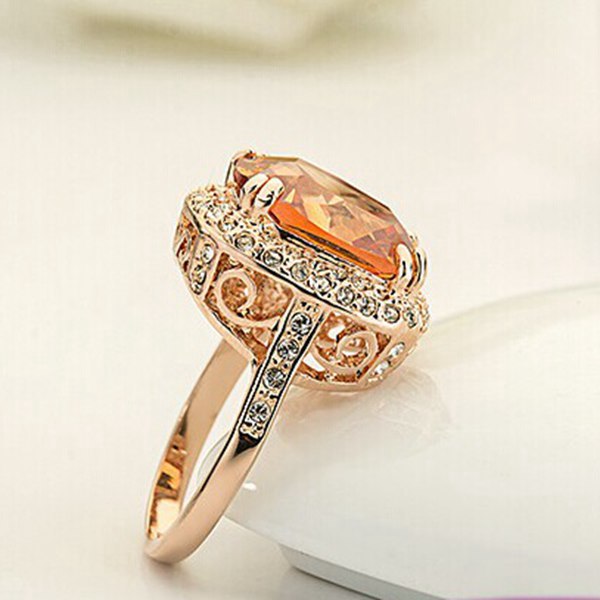 Italina 18K Rose Gold Plated Crystal Zircon Geometric Finger Ring