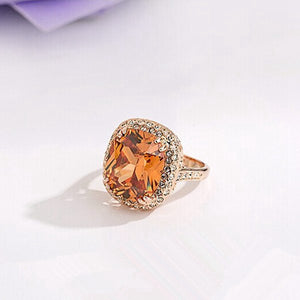 Italina 18K Rose Gold Plated Crystal Zircon Geometric Finger Ring