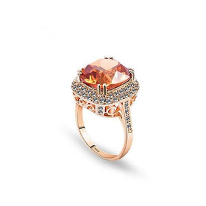 Italina 18K Rose Gold Plated Crystal Zircon Geometric Finger Ring