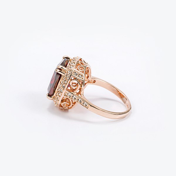 Italina 18K Rose Gold Plated Crystal Zircon Geometric Finger Ring