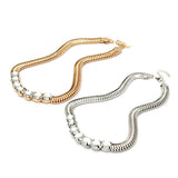 Bib Silver Gold Metal Crystal Snake Chain Choker Necklace For Women