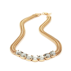 Bib Silver Gold Metal Crystal Snake Chain Choker Necklace For Women