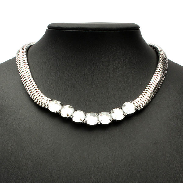 Bib Silver Gold Metal Crystal Snake Chain Choker Necklace For Women