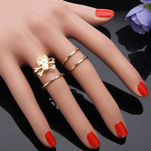 4Pcs Gold Silver Skull Knuckle Stacking Mid Finger Rings Set