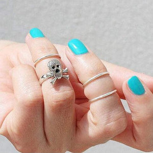 4Pcs Gold Silver Skull Knuckle Stacking Mid Finger Rings Set