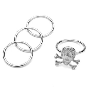 4Pcs Gold Silver Skull Knuckle Stacking Mid Finger Rings Set