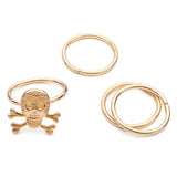 4Pcs Gold Silver Skull Knuckle Stacking Mid Finger Rings Set