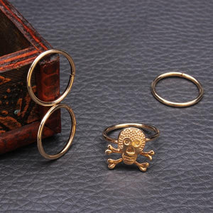 4Pcs Gold Silver Skull Knuckle Stacking Mid Finger Rings Set