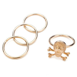 4Pcs Gold Silver Skull Knuckle Stacking Mid Finger Rings Set