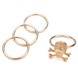 4Pcs Gold Silver Skull Knuckle Stacking Mid Finger Rings Set