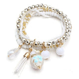 Multilayer Beads Tassel Charm Strand Stretch Bracelet For Women