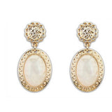 Hollow Flower Water Drop Oval Gem Dangle Earrings For Women