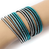 Multilayer Rhinestone Leather Wrap Bracelet Bangle For Women