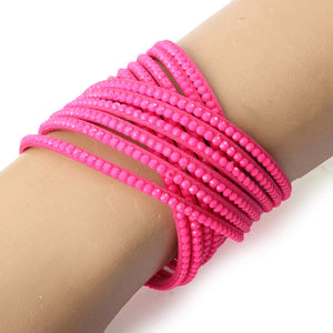 Multilayer Rhinestone Leather Wrap Bracelet Bangle For Women