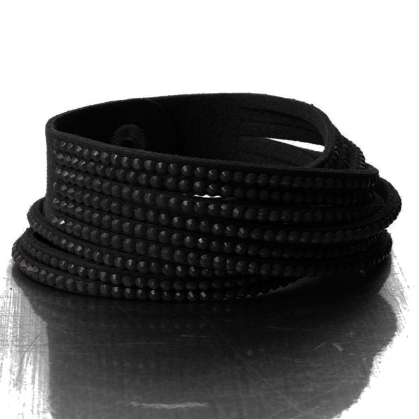 Multilayer Rhinestone Leather Wrap Bracelet Bangle For Women