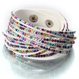 Multilayer Rhinestone Leather Wrap Bracelet Bangle For Women